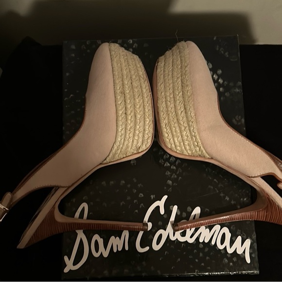 Sam Edelman Novato Sand Canvas Peep Toe Slingback Platform Pump - Picture 4 of 6